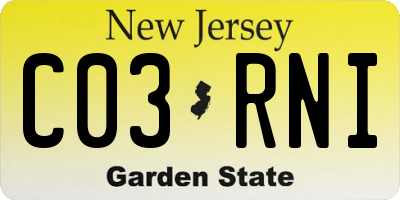 NJ license plate C03RNI