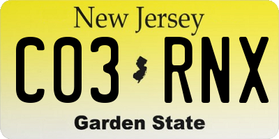 NJ license plate C03RNX