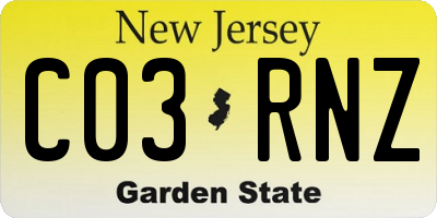 NJ license plate C03RNZ