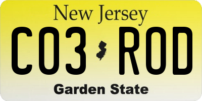 NJ license plate C03ROD