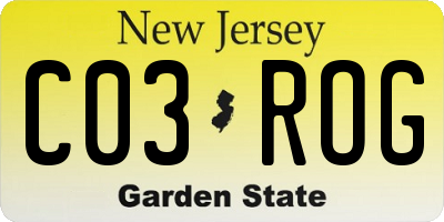NJ license plate C03ROG