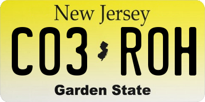 NJ license plate C03ROH