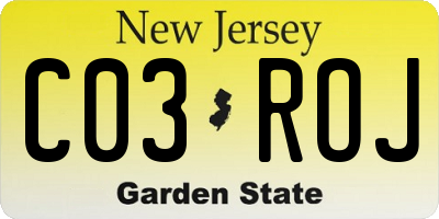 NJ license plate C03ROJ