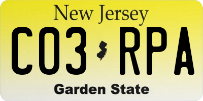 NJ license plate C03RPA