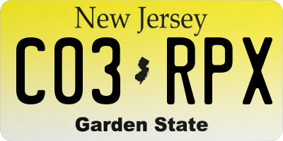 NJ license plate C03RPX