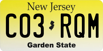 NJ license plate C03RQM