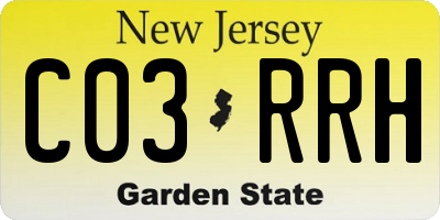 NJ license plate C03RRH