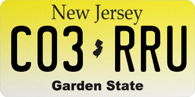 NJ license plate C03RRU