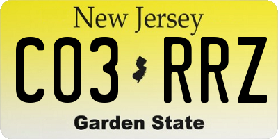 NJ license plate C03RRZ