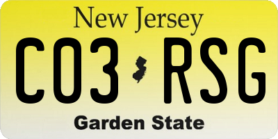 NJ license plate C03RSG