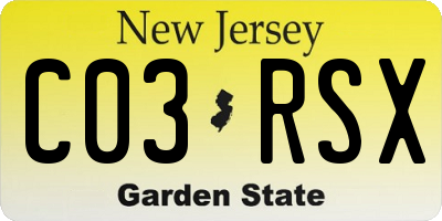 NJ license plate C03RSX