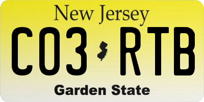 NJ license plate C03RTB