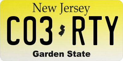 NJ license plate C03RTY