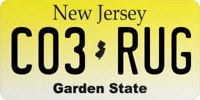 NJ license plate C03RUG