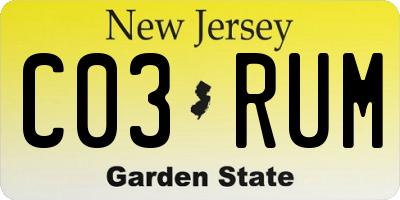 NJ license plate C03RUM