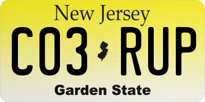 NJ license plate C03RUP