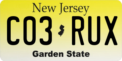 NJ license plate C03RUX