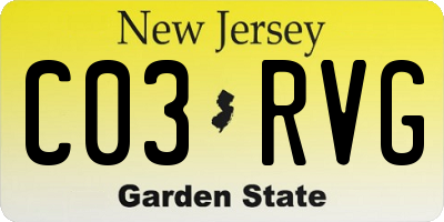 NJ license plate C03RVG
