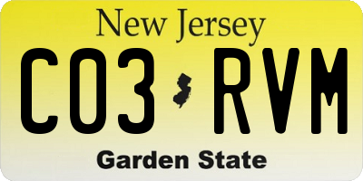 NJ license plate C03RVM