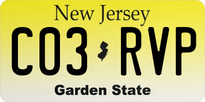 NJ license plate C03RVP