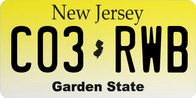 NJ license plate C03RWB