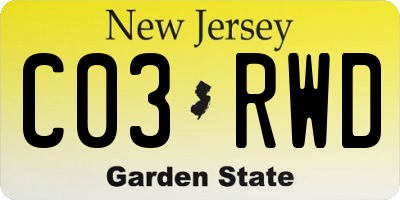 NJ license plate C03RWD
