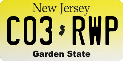 NJ license plate C03RWP