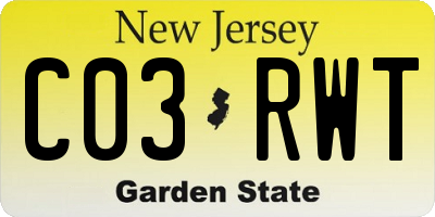 NJ license plate C03RWT