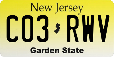 NJ license plate C03RWV