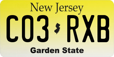 NJ license plate C03RXB