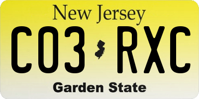 NJ license plate C03RXC