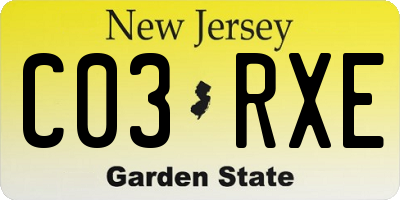 NJ license plate C03RXE