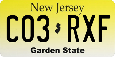 NJ license plate C03RXF