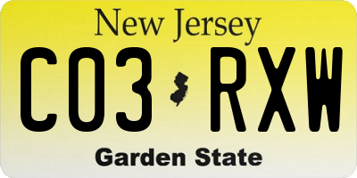 NJ license plate C03RXW