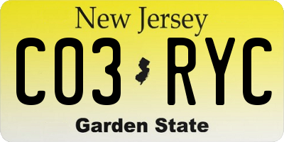 NJ license plate C03RYC