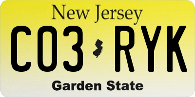 NJ license plate C03RYK