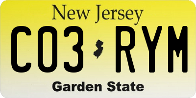 NJ license plate C03RYM