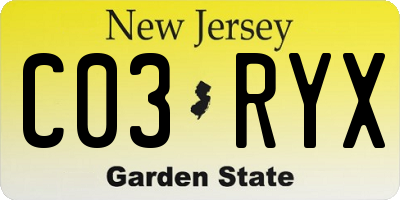 NJ license plate C03RYX