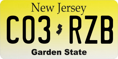 NJ license plate C03RZB
