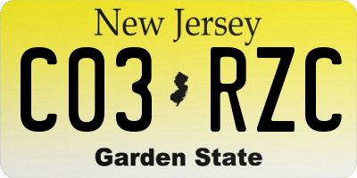 NJ license plate C03RZC