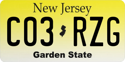 NJ license plate C03RZG