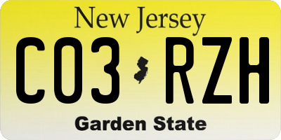 NJ license plate C03RZH