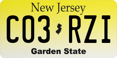 NJ license plate C03RZI