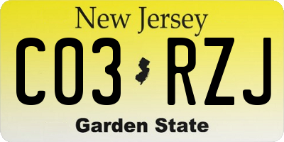 NJ license plate C03RZJ
