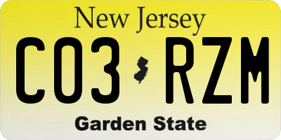 NJ license plate C03RZM