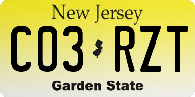 NJ license plate C03RZT