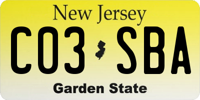NJ license plate C03SBA