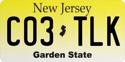 NJ license plate C03TLK