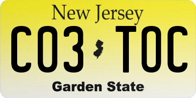 NJ license plate C03TOC