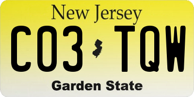 NJ license plate C03TQW